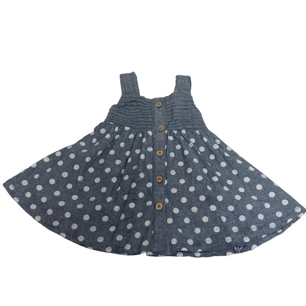 Dylan & Abby Blue Polka Dot Denim Look‎ Button Front Dress Baby Girls 12 Months